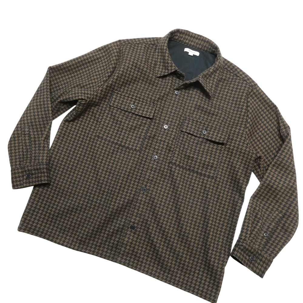Madewell Jacket Womens XL Brown Houndstooth Tweed Button Front Pockets Lined
